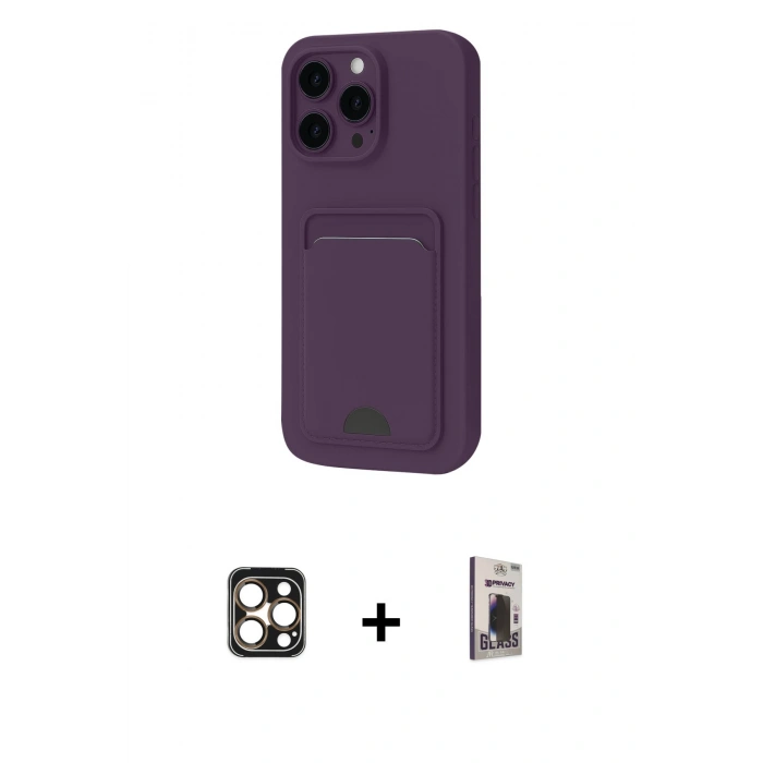 MARSİLYAN™- iPhone 16 Pro Max Kılıf Vadi Çizgi Prime - Siyah Bilvis Hayalet Cam Ekran Koruyucu + PVD Metal Kamera Lens - GD