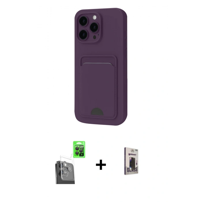 MARSİLYAN™- iPhone 16 Pro Max Kılıf Vadi Çizgi Prime - Siyah Bilvis Hayalet Cam Ekran Koruyucu + Raze Metal Kamera Lens - SH