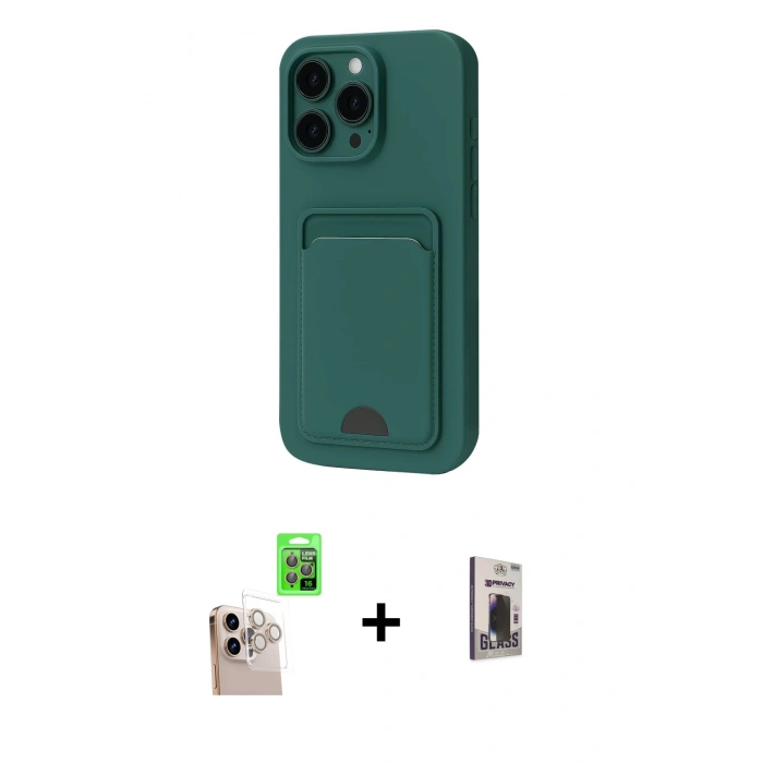 MARSİLYAN™- iPhone 16 Pro Max Kılıf Vadi Çizgi Prime - Siyah Bilvis Hayalet Cam Ekran Koruyucu + Raze Metal Kamera Lens - NLGY