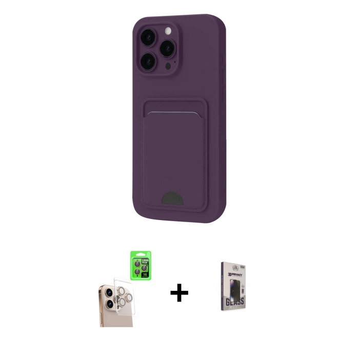MARSİLYAN™- iPhone 16 Pro Max Kılıf Vadi Çizgi Prime - Siyah Bilvis Hayalet Cam Ekran Koruyucu + Raze Metal Kamera Lens - NLGY