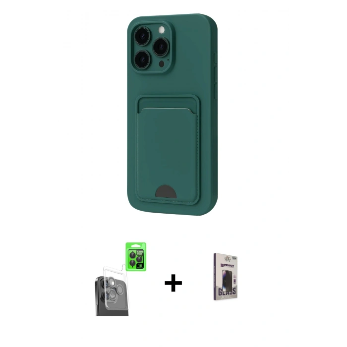 MARSİLYAN™- iPhone 16 Pro Max Kılıf Vadi Çizgi Prime - Siyah Bilvis Hayalet Cam Ekran Koruyucu + Raze Metal Kamera Lens - SH
