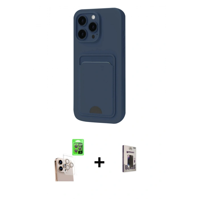 MARSİLYAN™- iPhone 16 Pro Max Kılıf Vadi Çizgi Prime - Siyah Bilvis Hayalet Cam Ekran Koruyucu + Raze Metal Kamera Lens - NLGY