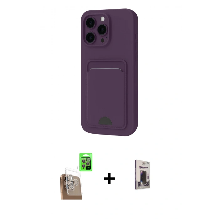 MARSİLYAN™- iPhone 16 Pro Max Kılıf Vadi Çizgi Prime - Siyah Bilvis Hayalet Cam Ekran Koruyucu + Raze Metal Kamera Lens - CLTM