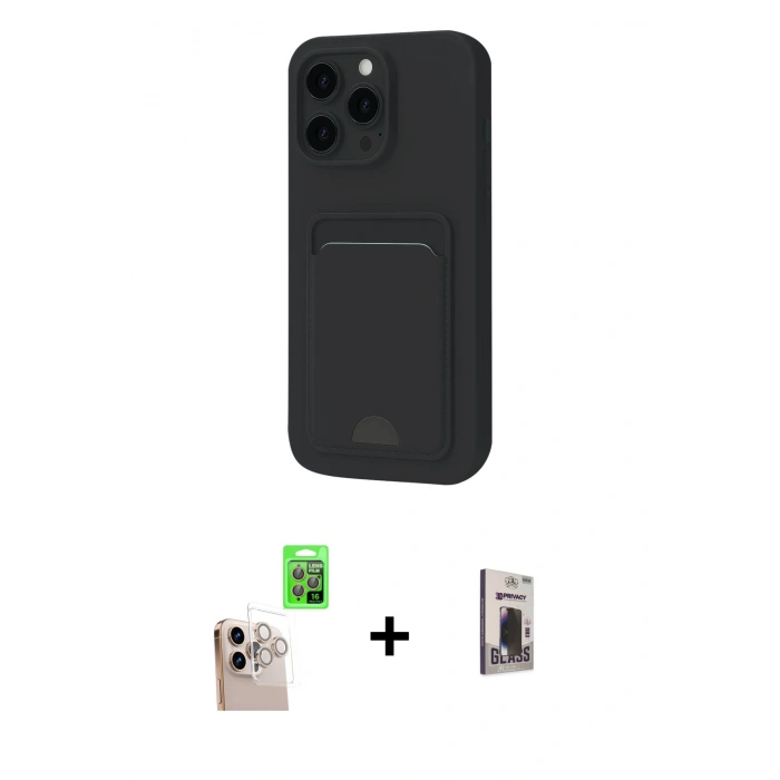 MARSİLYAN™- iPhone 16 Pro Max Kılıf Vadi Çizgi Prime - Siyah Bilvis Hayalet Cam Ekran Koruyucu + Raze Metal Kamera Lens - NLGY