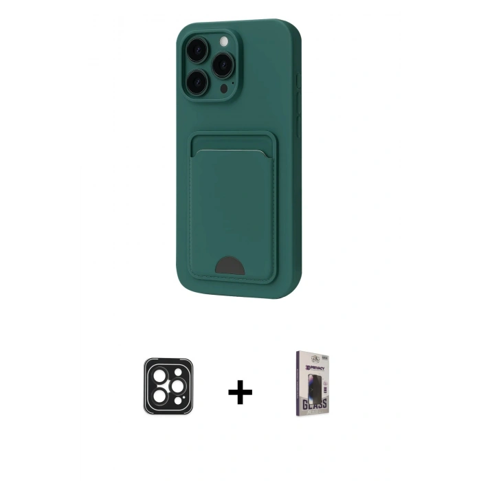 MARSİLYAN™- iPhone 16 Pro Max Kılıf Vadi Çizgi Prime - Siyah Bilvis Hayalet Cam Ekran Koruyucu + PVD Metal Kamera Lens - SH