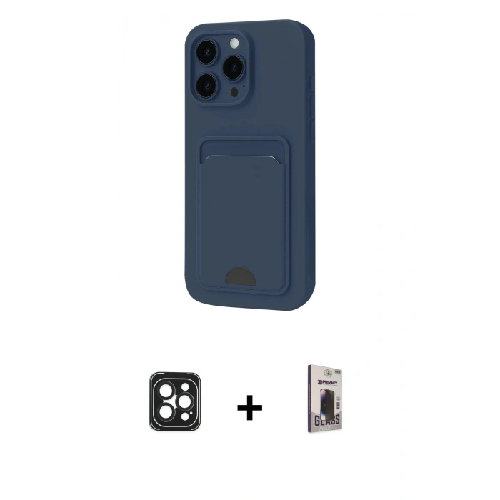 MARSİLYAN™- iPhone 16 Pro Max Kılıf Vadi Çizgi Prime - Siyah Bilvis Hayalet Cam Ekran Koruyucu + PVD Metal Kamera Lens - SH