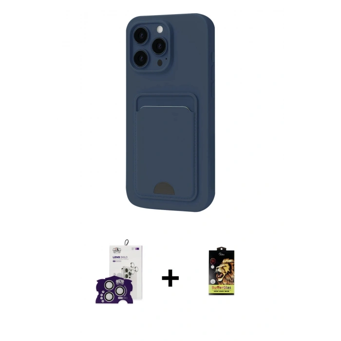MARSİLYAN™- iPhone 16 Pro Max Kılıf Vadi Çizgi Prime - Siyah Buffer Cam Ekran Koruyucu + Bilvis Titan Kamera Lens - GS