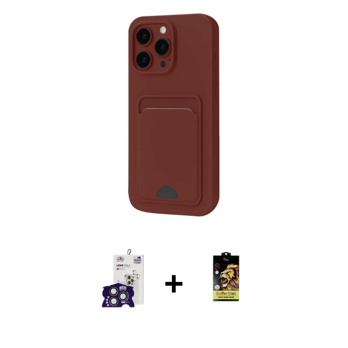 MARSİLYAN™- iPhone 16 Pro Max Kılıf Vadi Çizgi Prime - Siyah Buffer Cam Ekran Koruyucu + Bilvis Titan Kamera Lens - TMGI