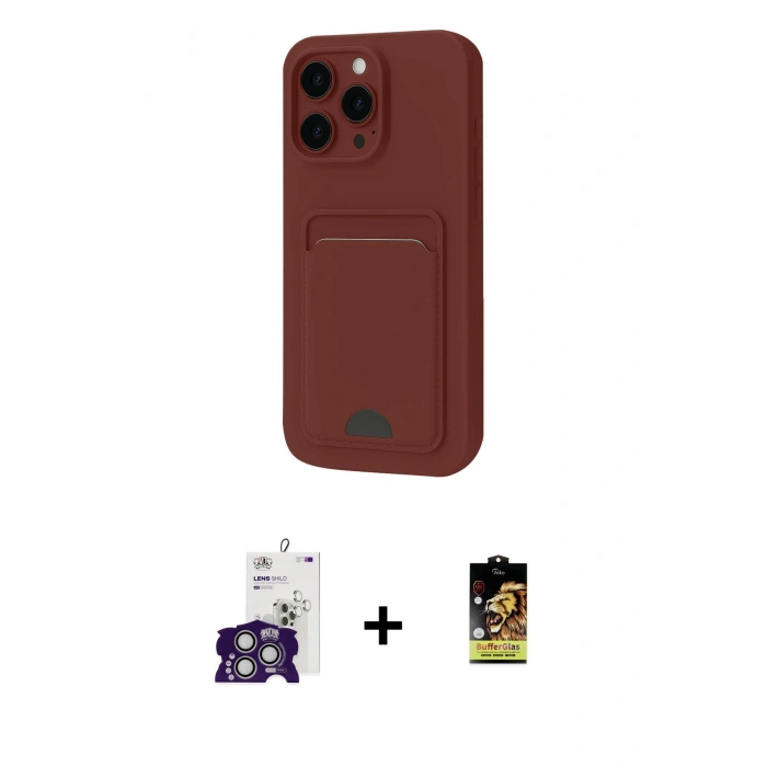 MARSİLYAN™- iPhone 16 Pro Max Kılıf Vadi Çizgi Prime - Siyah Buffer Cam Ekran Koruyucu + Bilvis Titan Kamera Lens - GS
