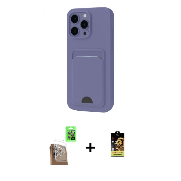 MARSİLYAN™- iPhone 16 Pro Max Kılıf Vadi Çizgi Prime - Siyah Buffer Cam Ekran Koruyucu + Raze Metal Kamera Lens - CLTM