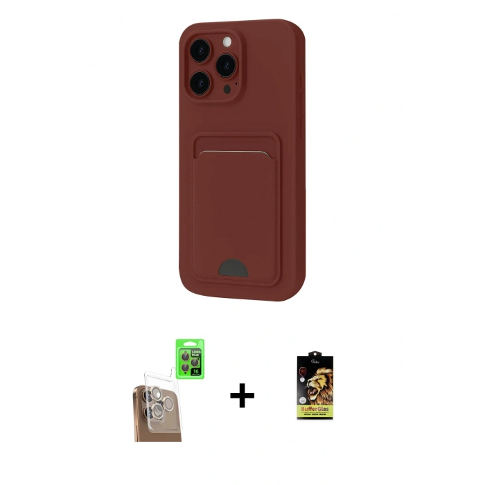 MARSİLYAN™- iPhone 16 Pro Max Kılıf Vadi Çizgi Prime - Siyah Buffer Cam Ekran Koruyucu + Raze Metal Kamera Lens - CLTM