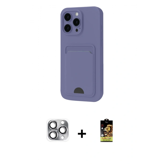 MARSİLYAN™- iPhone 16 Pro Max Kılıf Vadi Çizgi Prime - Siyah Buffer Cam Ekran Koruyucu + Gri Pers Alüminyum Kamera Lens