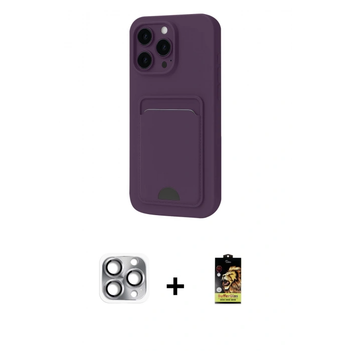 MARSİLYAN™- iPhone 16 Pro Max Kılıf Vadi Çizgi Prime - Siyah Buffer Cam Ekran Koruyucu + Gri Pers Alüminyum Kamera Lens
