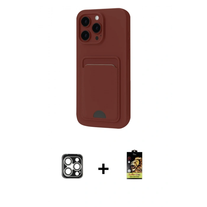 MARSİLYAN™- iPhone 16 Pro Max Kılıf Vadi Çizgi Prime - Siyah Buffer Cam Ekran Koruyucu + PVD Metal Kamera Lens - GS