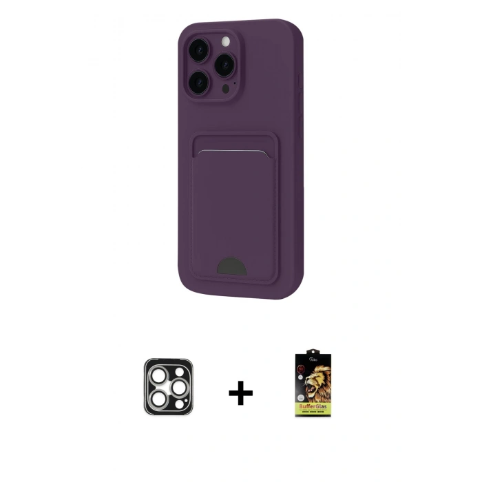 MARSİLYAN™- iPhone 16 Pro Max Kılıf Vadi Çizgi Prime - Siyah Buffer Cam Ekran Koruyucu + PVD Metal Kamera Lens - GS