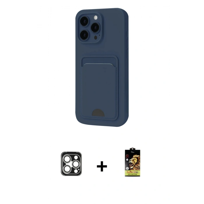 MARSİLYAN™- iPhone 16 Pro Max Kılıf Vadi Çizgi Prime - Siyah Buffer Cam Ekran Koruyucu + PVD Metal Kamera Lens - GS