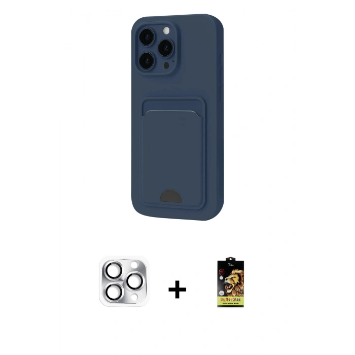 MARSİLYAN™- iPhone 16 Pro Max Kılıf Vadi Çizgi Prime - Siyah Buffer Cam Ekran Koruyucu + Pers Alüminyum Kamera Lens - GS