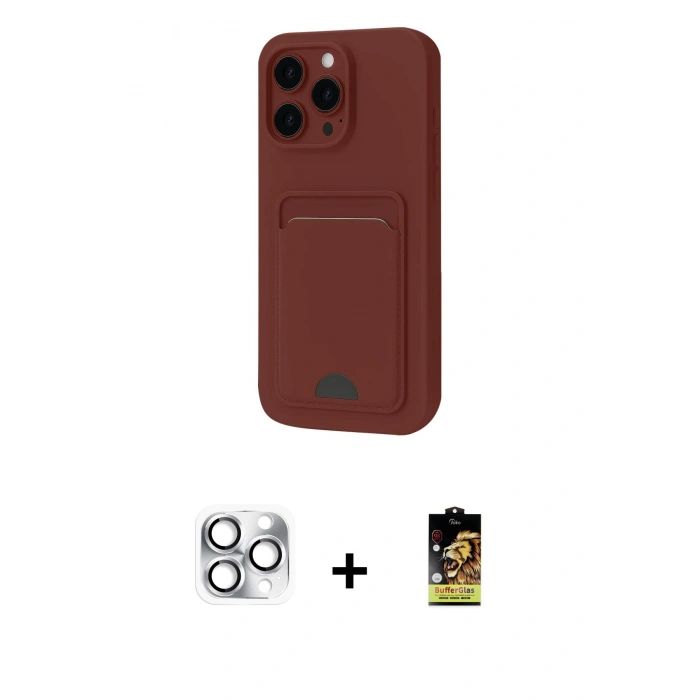 MARSİLYAN™- iPhone 16 Pro Max Kılıf Vadi Çizgi Prime - Siyah Buffer Cam Ekran Koruyucu + Pers Alüminyum Kamera Lens - GS