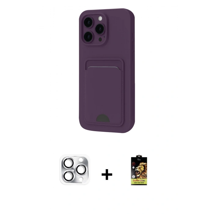 MARSİLYAN™- iPhone 16 Pro Max Kılıf Vadi Çizgi Prime - Siyah Buffer Cam Ekran Koruyucu + Pers Alüminyum Kamera Lens - GS
