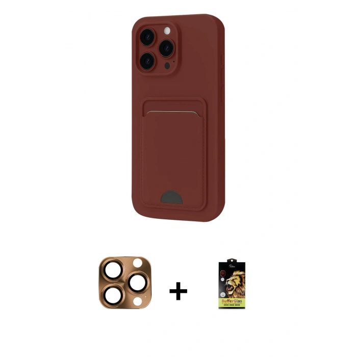 MARSİLYAN™- iPhone 16 Pro Max Kılıf Vadi Çizgi Prime - Siyah Buffer Cam Ekran Koruyucu + Pers Alüminyum Kamera Lens - CLTM