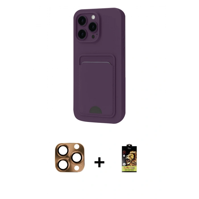 MARSİLYAN™- iPhone 16 Pro Max Kılıf Vadi Çizgi Prime - Siyah Buffer Cam Ekran Koruyucu + Pers Alüminyum Kamera Lens - CLTM