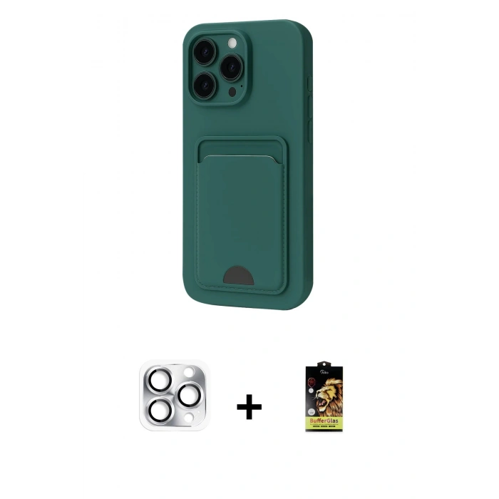 MARSİLYAN™- iPhone 16 Pro Max Kılıf Vadi Çizgi Prime - Siyah Buffer Cam Ekran Koruyucu + Pers Alüminyum Kamera Lens - GS