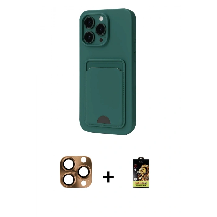 MARSİLYAN™- iPhone 16 Pro Max Kılıf Vadi Çizgi Prime - Siyah Buffer Cam Ekran Koruyucu + Pers Alüminyum Kamera Lens - CLTM