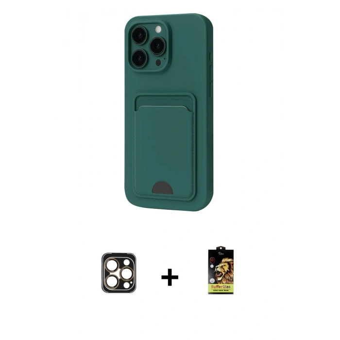 MARSİLYAN™- iPhone 16 Pro Max Kılıf Vadi Çizgi Prime - Siyah Buffer Cam Ekran Koruyucu + PVD Metal Kamera Lens - GD