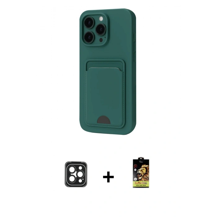 MARSİLYAN™- iPhone 16 Pro Max Kılıf Vadi Çizgi Prime - Siyah Buffer Cam Ekran Koruyucu + PVD Metal Kamera Lens - SH
