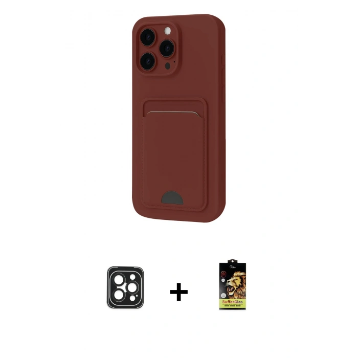 MARSİLYAN™- iPhone 16 Pro Max Kılıf Vadi Çizgi Prime - Siyah Buffer Cam Ekran Koruyucu + PVD Metal Kamera Lens - SH