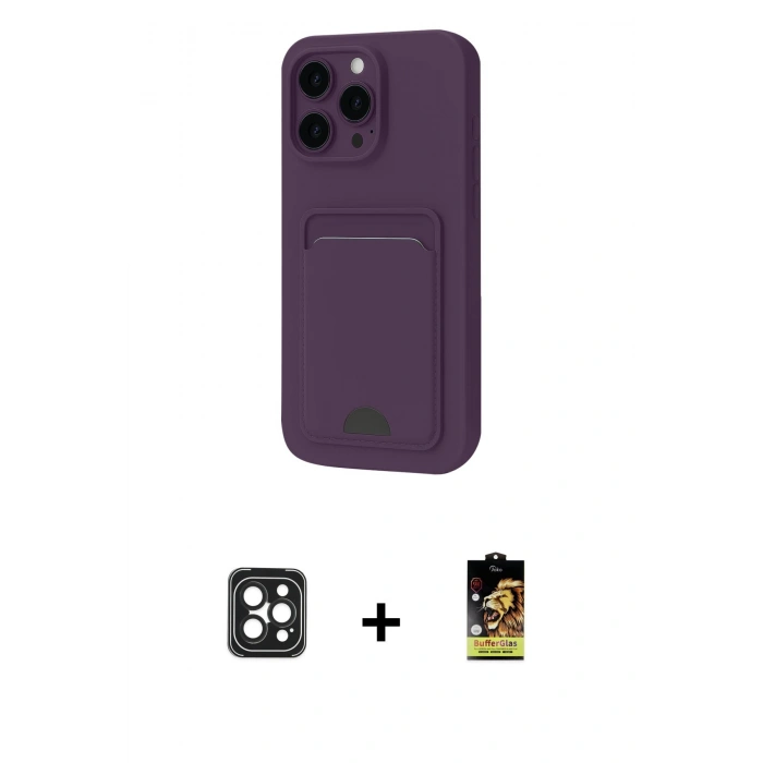 MARSİLYAN™- iPhone 16 Pro Max Kılıf Vadi Çizgi Prime - Siyah Buffer Cam Ekran Koruyucu + PVD Metal Kamera Lens - SH