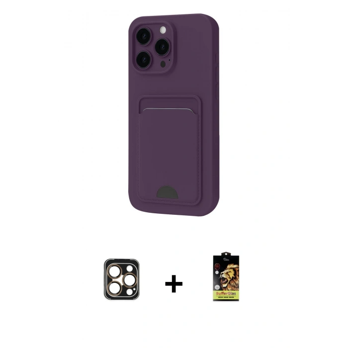 MARSİLYAN™- iPhone 16 Pro Max Kılıf Vadi Çizgi Prime - Siyah Buffer Cam Ekran Koruyucu + PVD Metal Kamera Lens - GD