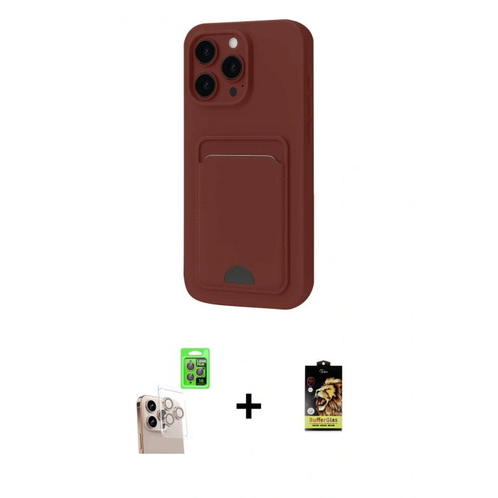 MARSİLYAN™- iPhone 16 Pro Max Kılıf Vadi Çizgi Prime - Siyah Buffer Cam Ekran Koruyucu + Raze Metal Kamera Lens - NLGY