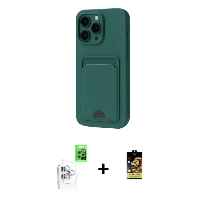 MARSİLYAN™- iPhone 16 Pro Max Kılıf Vadi Çizgi Prime - Siyah Buffer Cam Ekran Koruyucu + Raze Metal Kamera Lens - BZ