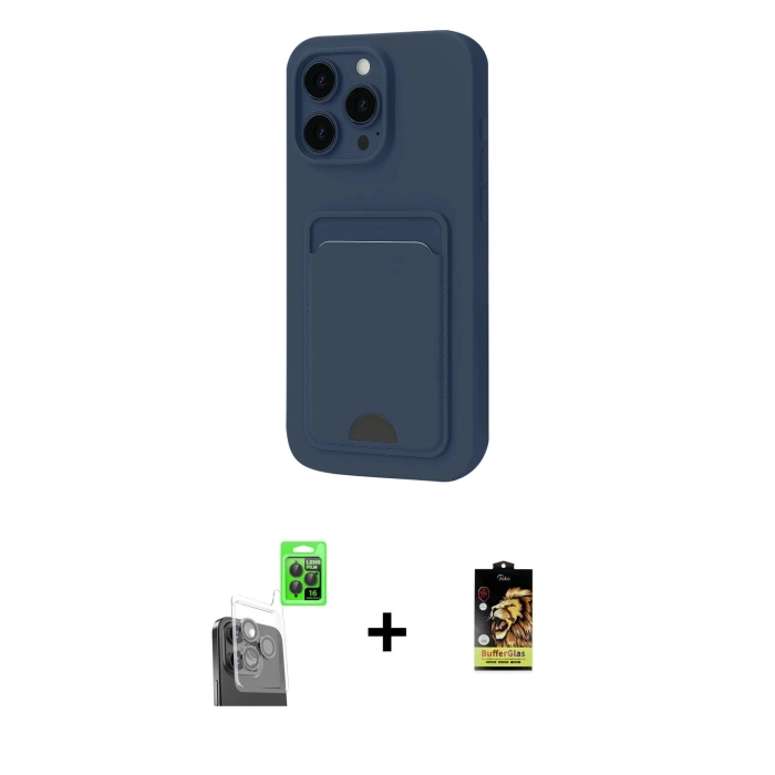 MARSİLYAN™- iPhone 16 Pro Max Kılıf Vadi Çizgi Prime - Siyah Buffer Cam Ekran Koruyucu + Raze Metal Kamera Lens - SH