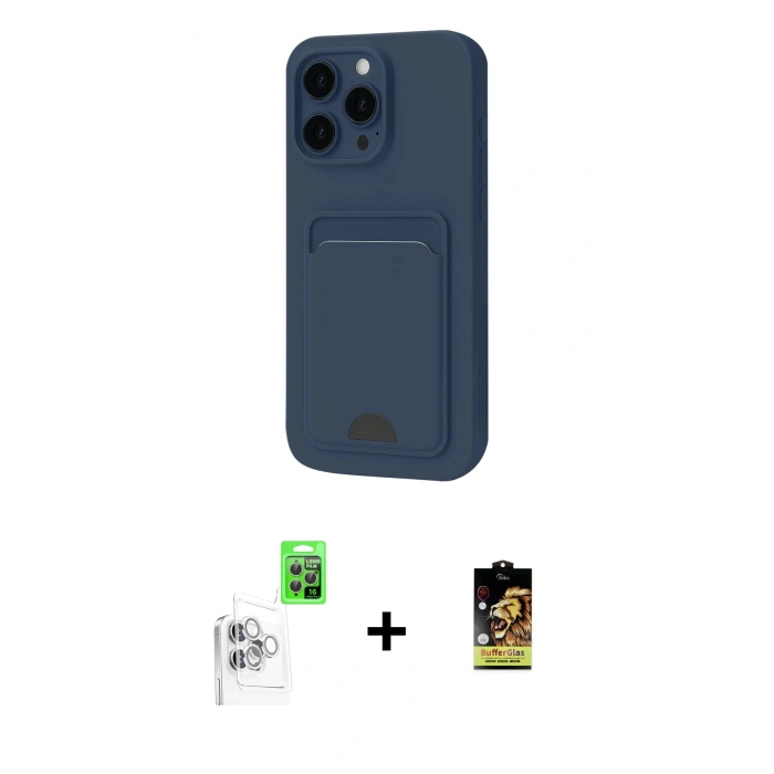 MARSİLYAN™- iPhone 16 Pro Max Kılıf Vadi Çizgi Prime - Siyah Buffer Cam Ekran Koruyucu + Raze Metal Kamera Lens - BZ