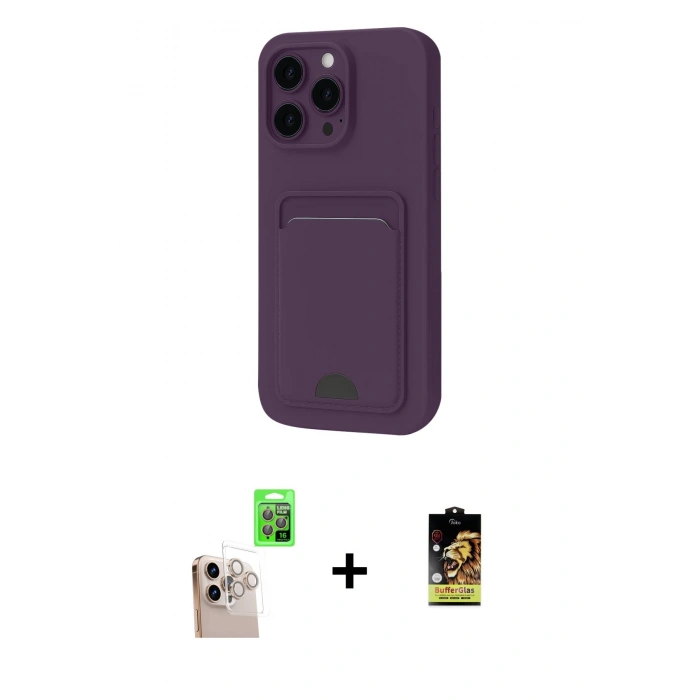 MARSİLYAN™- iPhone 16 Pro Max Kılıf Vadi Çizgi Prime - Siyah Buffer Cam Ekran Koruyucu + Raze Metal Kamera Lens - NLGY
