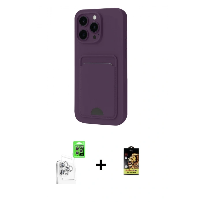 MARSİLYAN™- iPhone 16 Pro Max Kılıf Vadi Çizgi Prime - Siyah Buffer Cam Ekran Koruyucu + Raze Metal Kamera Lens - BZ
