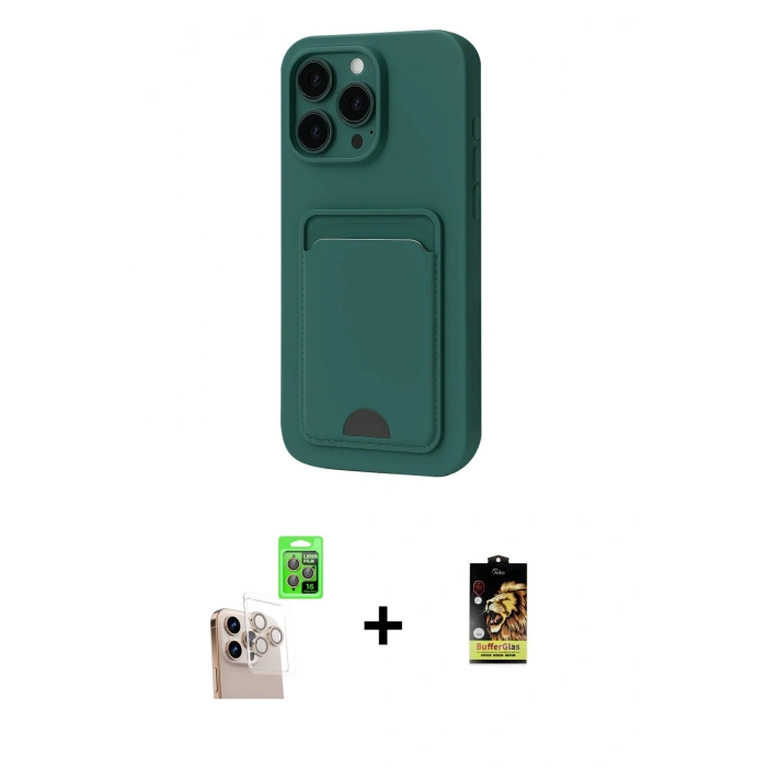 MARSİLYAN™- iPhone 16 Pro Max Kılıf Vadi Çizgi Prime - Siyah Buffer Cam Ekran Koruyucu + Raze Metal Kamera Lens - NLGY