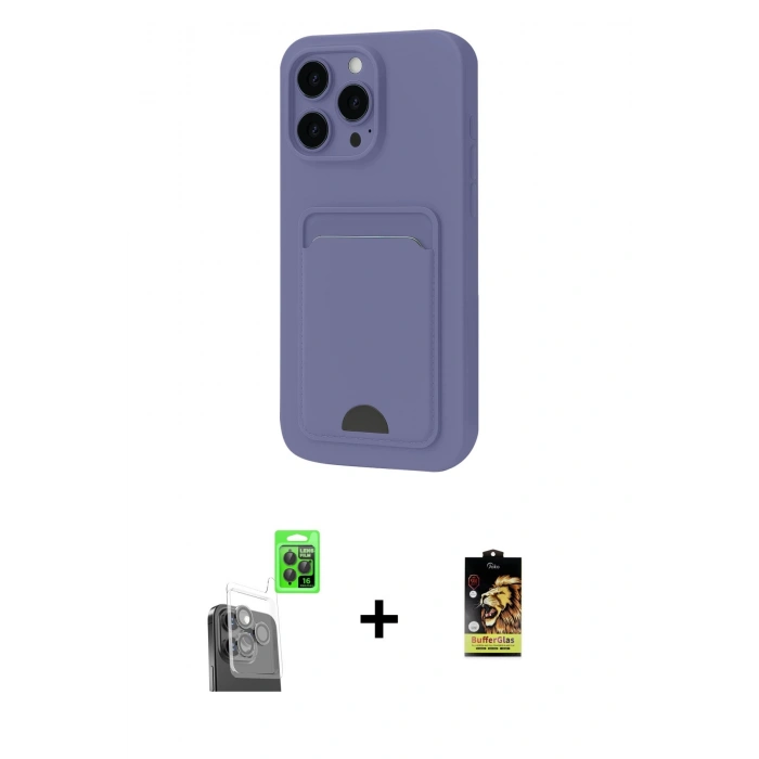 MARSİLYAN™- iPhone 16 Pro Max Kılıf Vadi Çizgi Prime - Siyah Buffer Cam Ekran Koruyucu + Raze Metal Kamera Lens - SH