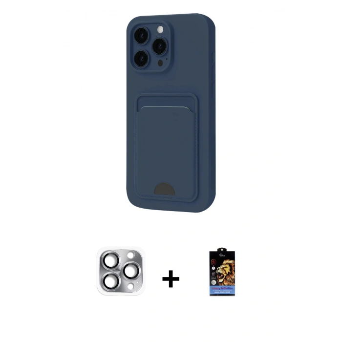 MARSİLYAN™- iPhone 16 Pro Max Kılıf Vadi Çizgi Prime - Siyah Buffer Hayalet Cam Ekran Koruyucu + Pers Alüminyum Kamera Lens - GI