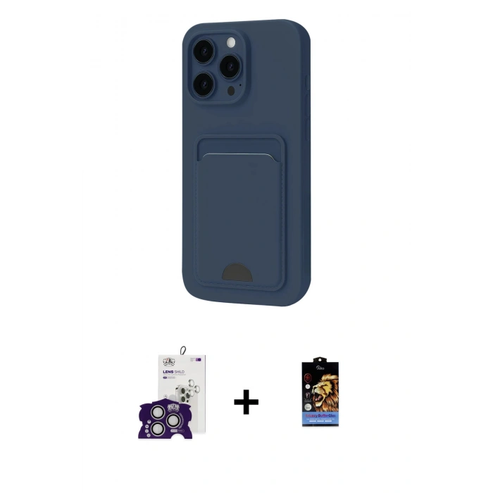 MARSİLYAN™- iPhone 16 Pro Max Kılıf Vadi Çizgi Prime - Siyah Buffer Hayalet Cam Ekran Koruyucu + Gümüş Bilvis Titan Kamera Lens