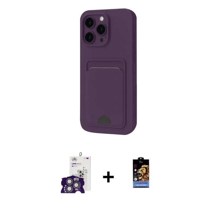 MARSİLYAN™- iPhone 16 Pro Max Kılıf Vadi Çizgi Prime - Siyah Buffer Hayalet Cam Ekran Koruyucu + Gümüş Bilvis Titan Kamera Lens