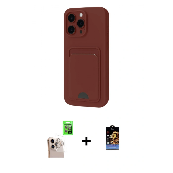 MARSİLYAN™- iPhone 16 Pro Max Kılıf Vadi Çizgi Prime - Siyah Buffer Hayalet Cam Ekran Koruyucu + Natural Grey Raze Metal Kamera Lens