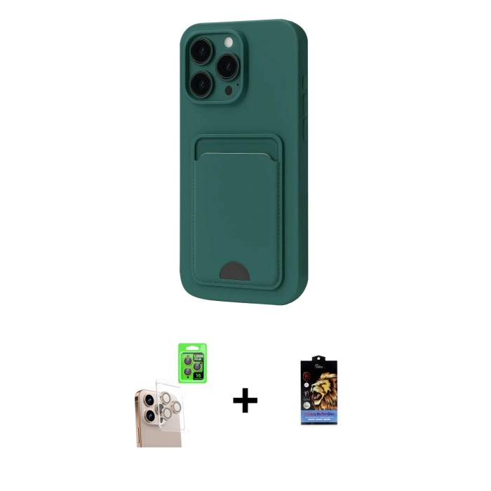 MARSİLYAN™- iPhone 16 Pro Max Kılıf Vadi Çizgi Prime - Siyah Buffer Hayalet Cam Ekran Koruyucu + Natural Grey Raze Metal Kamera Lens