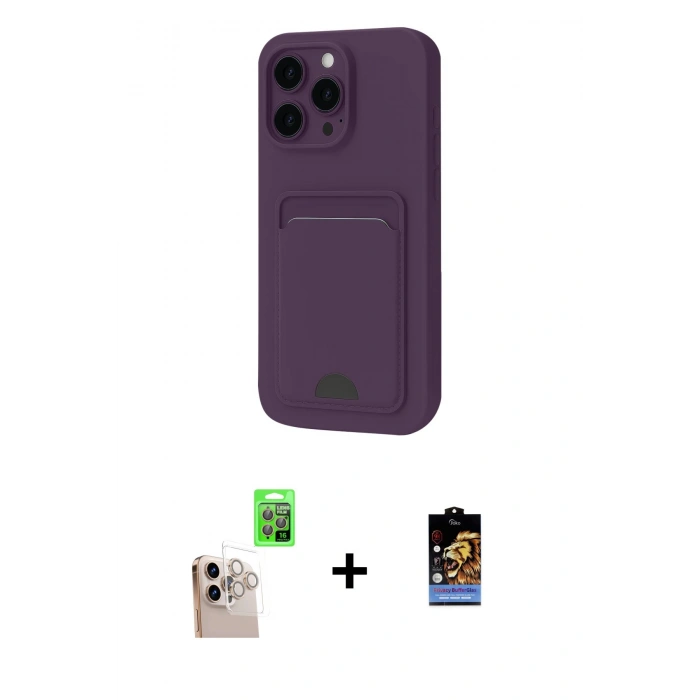 MARSİLYAN™- iPhone 16 Pro Max Kılıf Vadi Çizgi Prime - Siyah Buffer Hayalet Cam Ekran Koruyucu + Natural Grey Raze Metal Kamera Lens
