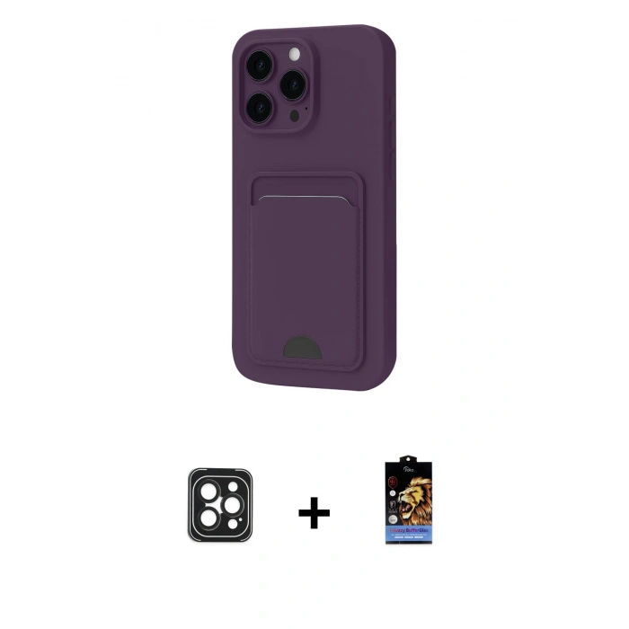 MARSİLYAN™- iPhone 16 Pro Max Kılıf Vadi Çizgi Prime - Siyah Buffer Hayalet Cam Ekran Koruyucu + PVD Metal Kamera Lens - SH
