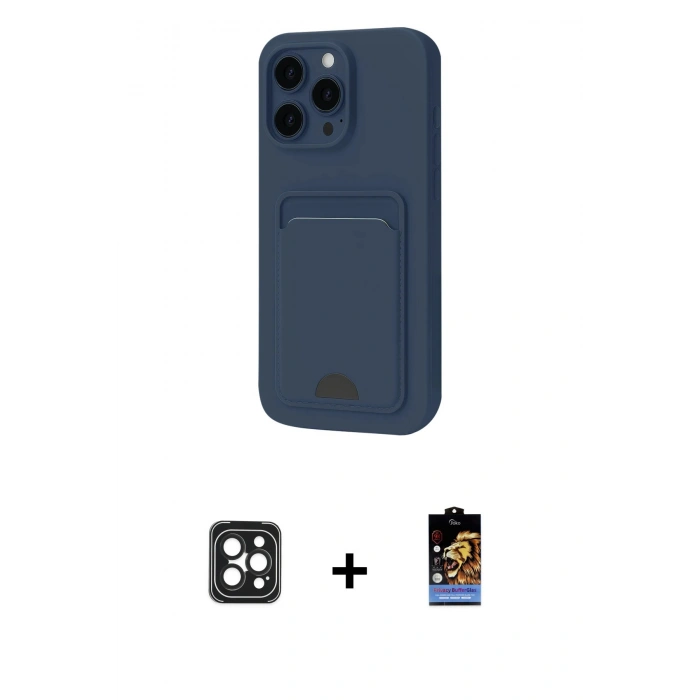 MARSİLYAN™- iPhone 16 Pro Max Kılıf Vadi Çizgi Prime - Siyah Buffer Hayalet Cam Ekran Koruyucu + PVD Metal Kamera Lens - SH