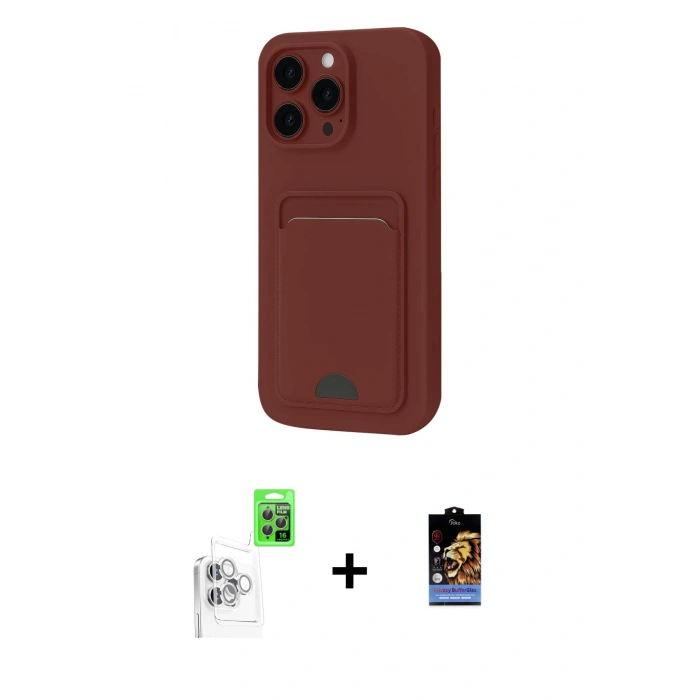 MARSİLYAN™- iPhone 16 Pro Max Kılıf Vadi Çizgi Prime - Siyah Buffer Hayalet Cam Ekran Koruyucu + Raze Metal Kamera Lens - BZ
