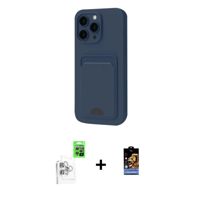 MARSİLYAN™- iPhone 16 Pro Max Kılıf Vadi Çizgi Prime - Siyah Buffer Hayalet Cam Ekran Koruyucu + Raze Metal Kamera Lens - BZ